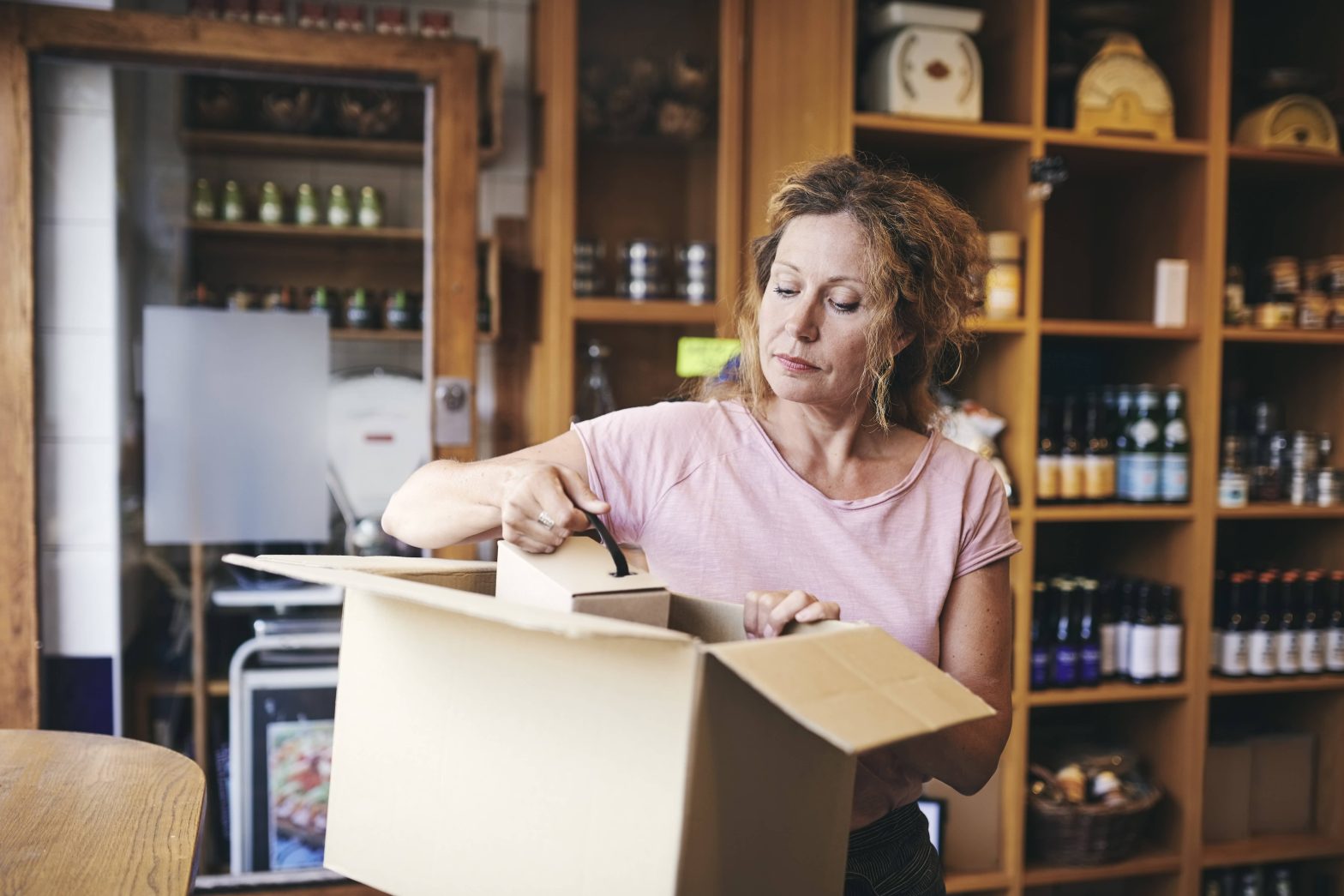 Lady unpacking